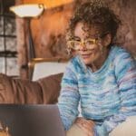 Client reviewing her financial plan with confidence